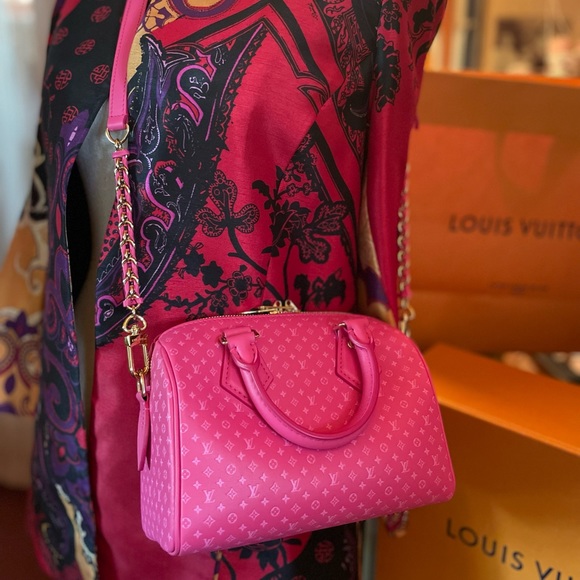 🩷 Louis Vuitton Speedy Bandouliere Nanogram 20 Rose EUC ONE OWNER - Picture 3 of 17